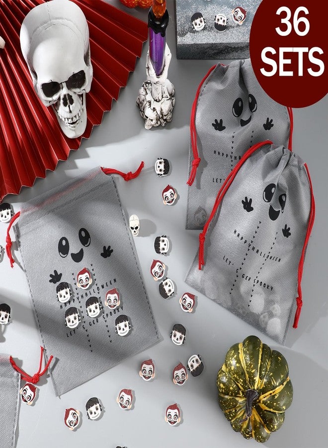 Wesnoy 36 Sets Halloween Tic Tac Toe Party Favors Nightmare Games for Kids 360 Spooky Boys Girls Game Pieces 36 Drawstring Goodie Bags for Fall Class Party Classroom Prizes - Image 4